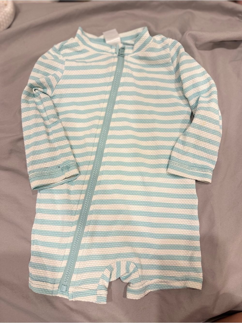 Carter’s Striped light blue & White Baby Zip Romper